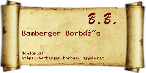Bamberger Borbás névjegykártya